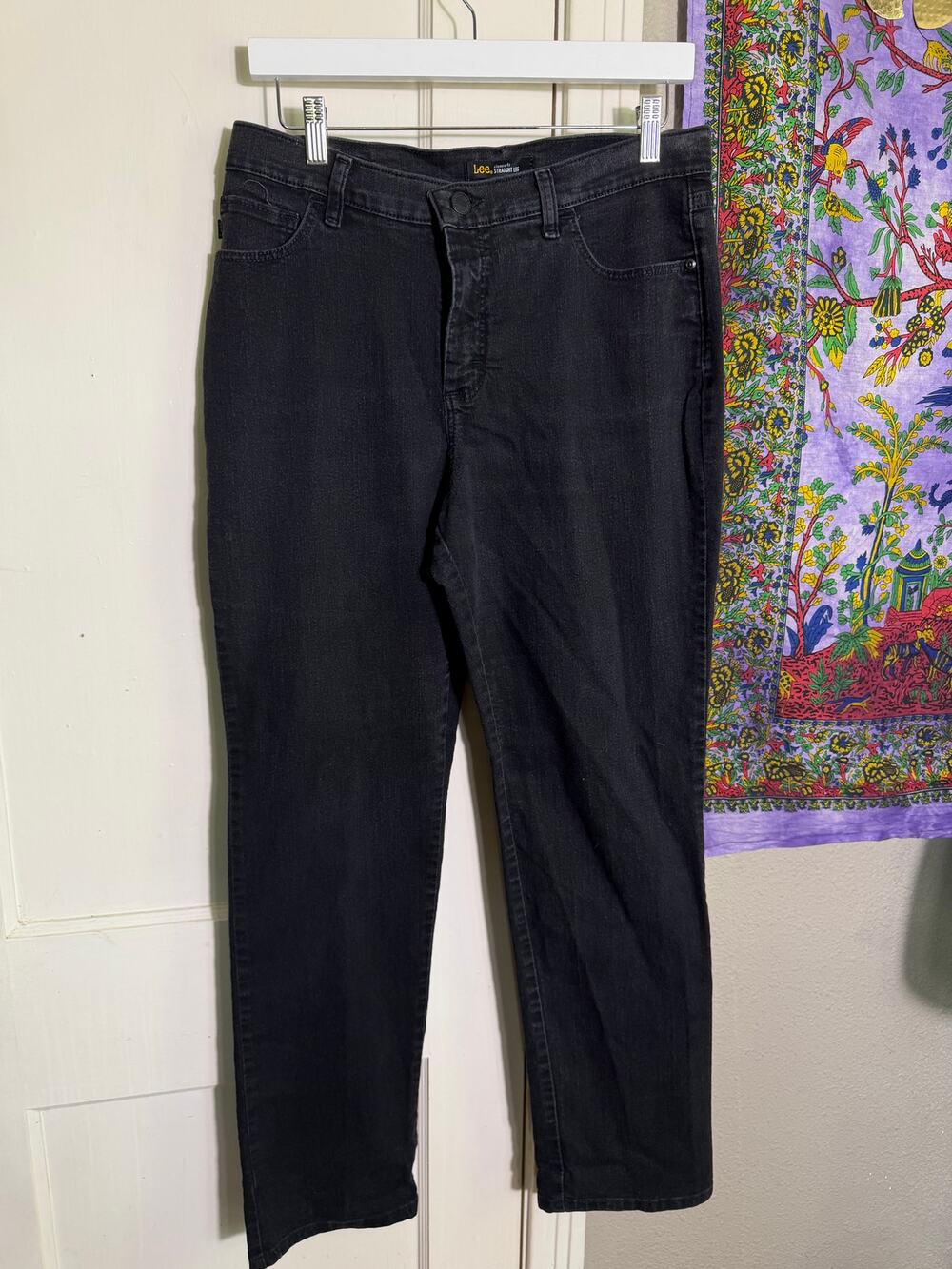 Lee Black Jeans Classic Fit Straight Leg Stretch Denim - Size 10